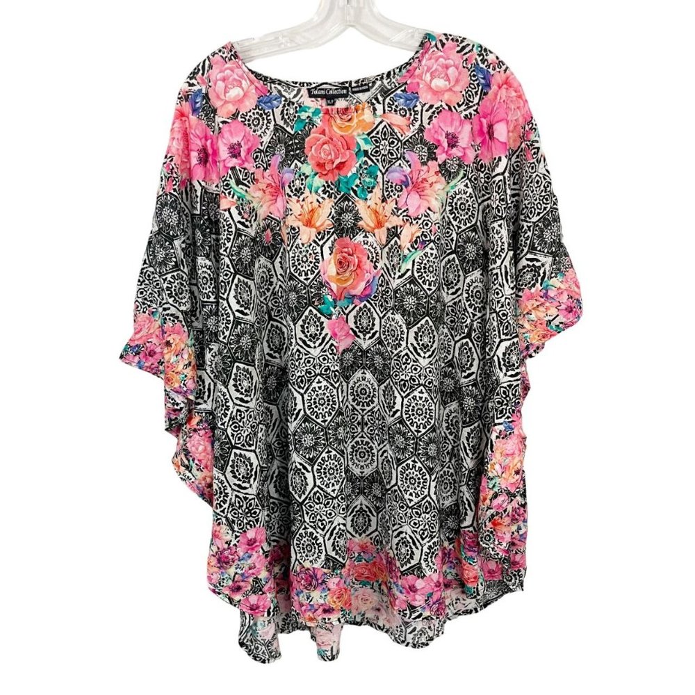 Tolani NEW Floral Mixed Print Kaftan‎ Top Boho Bohemian - Size XLP